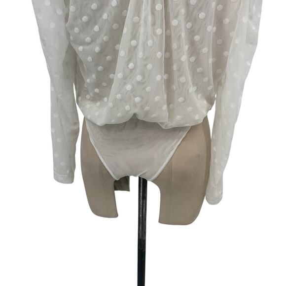 IORANE Tulle Bodysuit Swiss Dot Print White Size 42 / US Large - Picture 8 of 11